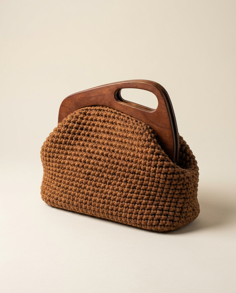 Mocha Clutch — handvirkad väska i Ekologiskt linne från Noal Atelier
