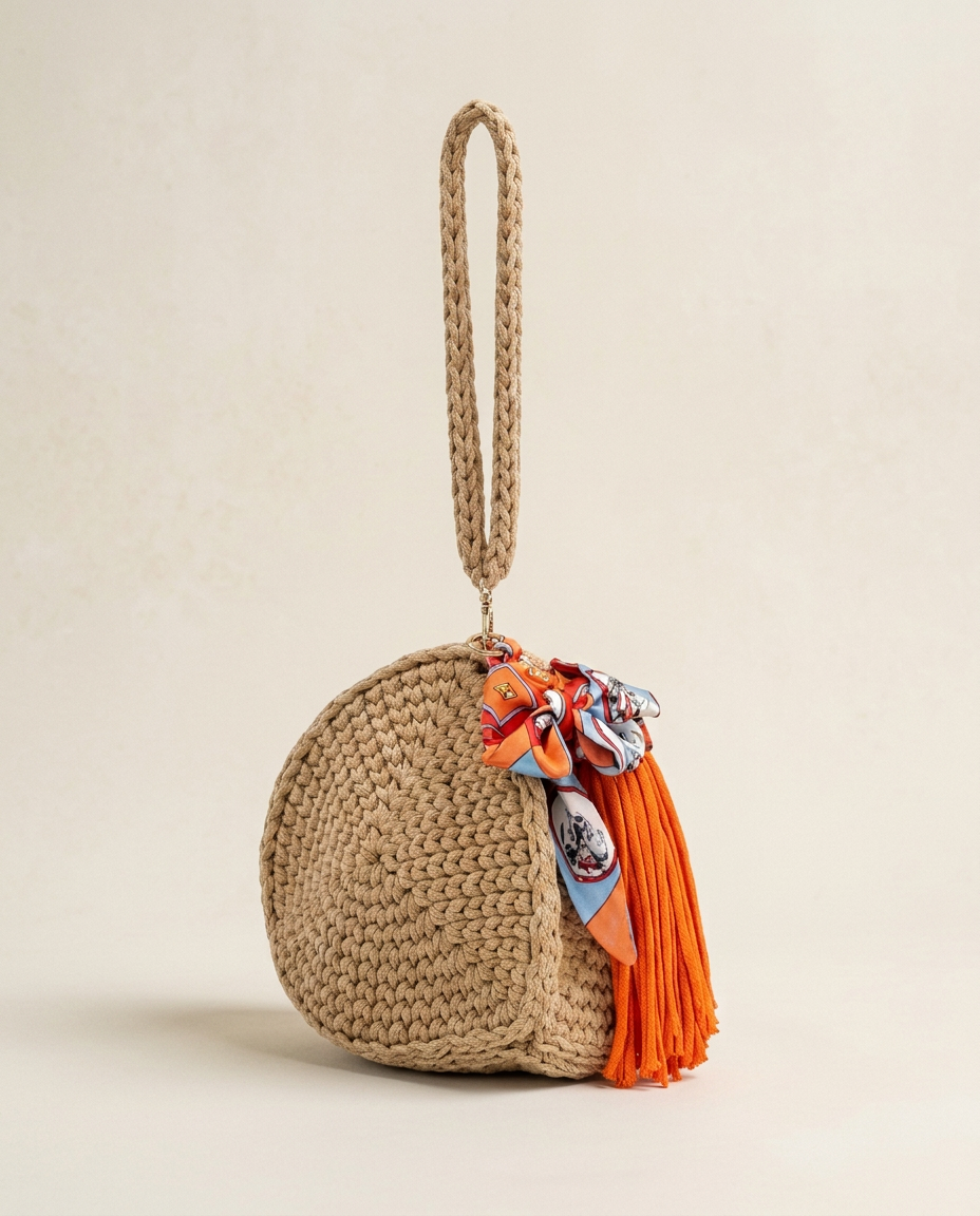 Oasis Bag — handvirkad väska i Bomull · Flätat repband från Noal Atelier