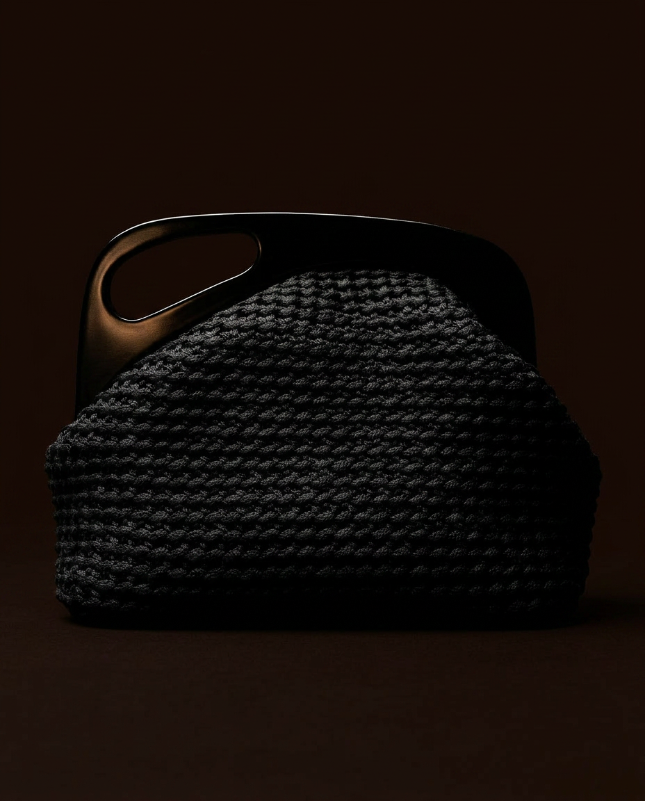 Noir – handvirkad svart clutch från Noal Atelier